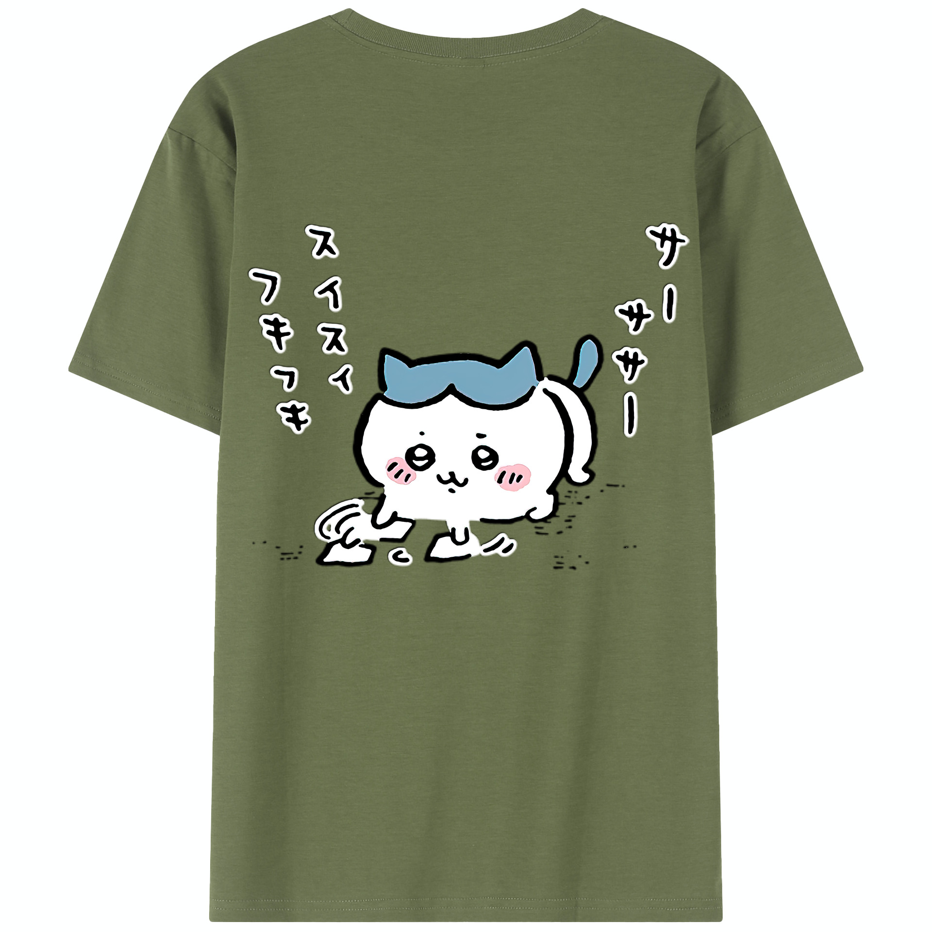 （画像用） ちいかわ ハチワレ Chii-kawa hachiware 綿100％半袖Tシャツ（背面プリント）